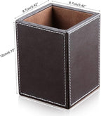 KINGFOM PU Leather Square Pens Pencils Holder Cup Desktop Stationery Organizer - Image 2