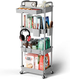 Sorgion 4 Tier Rolling Cart Organizer, Art Craft Diaper Bedside Snack Laundry by Sorgion