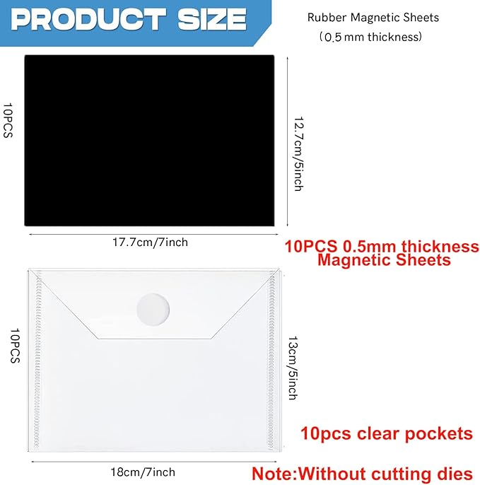 20PCS/Set 10 PCS 0.5mm Thickness Magnetic Sheets and 10PCS 7x5inch Clear - Image 2
