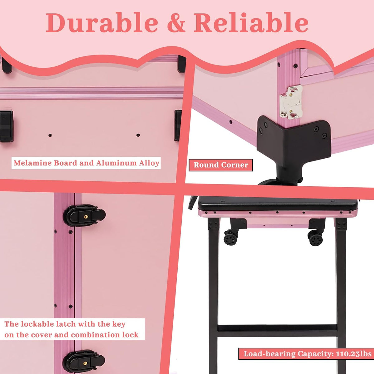 Rolling Makeup Train Case with 4 Drawers&Mirror, Foldable Makeup Nail Des...
