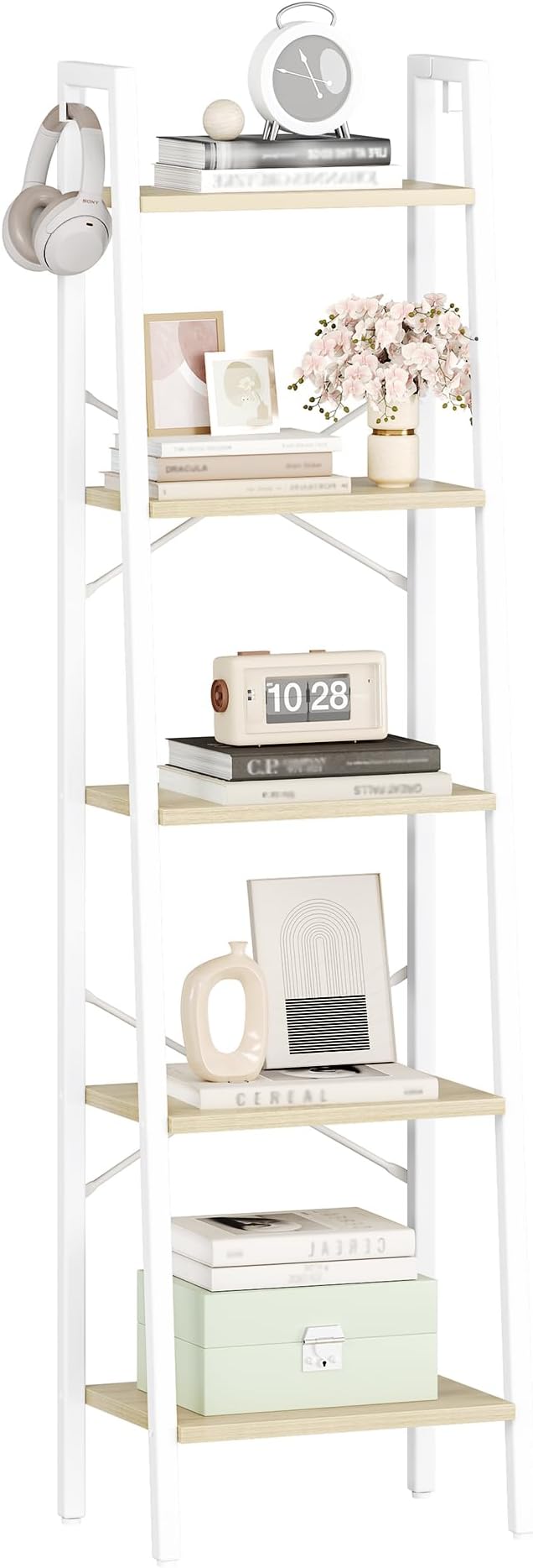 Hzuaneri Ladder Shelf, Bookshelf Bookcase, Freestanding Corner Storage Shelve - Image 8