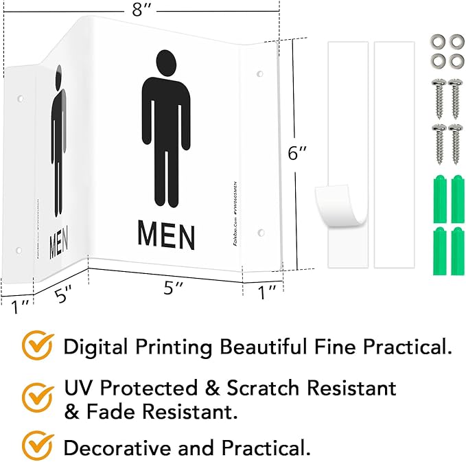 Faittoo Restroom Sign, Bathroom Signs, 2 Pack 6 x 8 Inches Acrylic Sign - Image 2