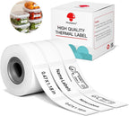 Phomemo Labels, D30/D30D Thermal Labels, 12mmX30mm Black On White, 3 Rolls | 0.47" x 1.18" D30D Waterproof Thermal Food Storage Stickers, BPA-Free Clean Tear for Home School Office Organization