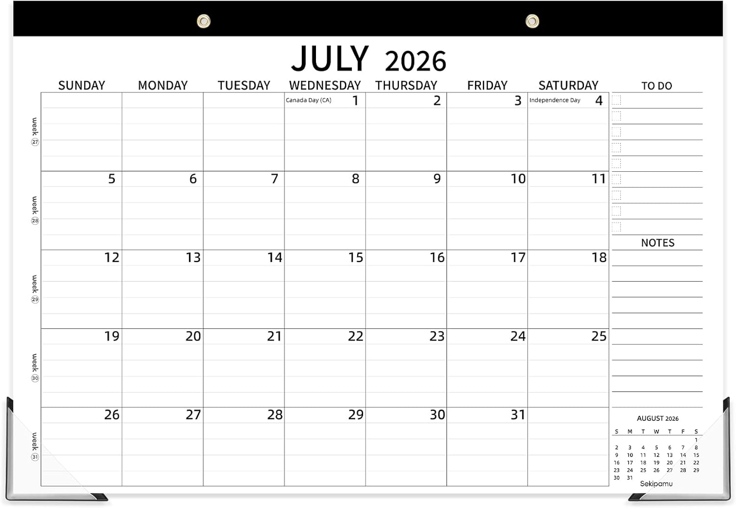 Desk Calendar 2026-2027, 17" x 12" Large Desk Calendar July 2026 to December 2027, 18 Months Calendar for Home Office