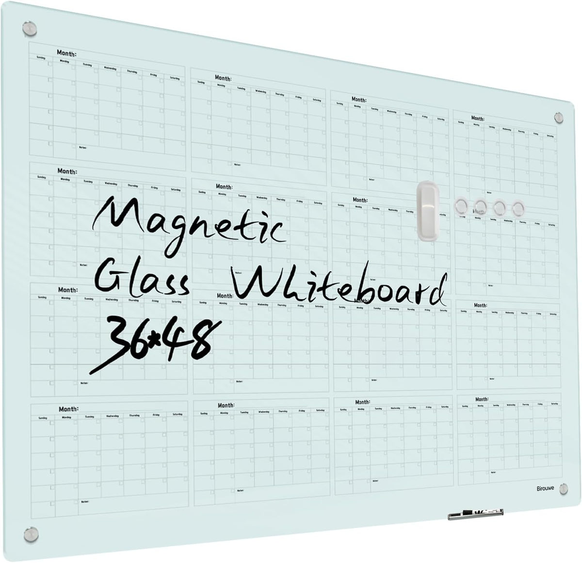 Magnetic Glass Yearly Calendar Whiteboard