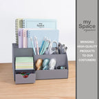 My Space Organizers Grey Desk Organizer, 9 Compartments, Office Supplies and - Image 9