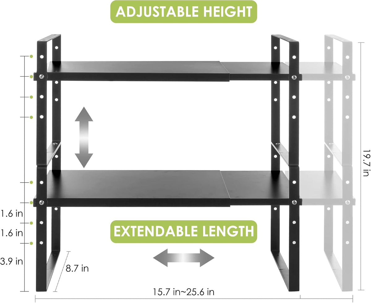 Across-Star Expandable Cabinet Shelf Organizer Rack, Stackable Kitchen Counte...