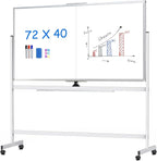 maxtek Rolling Whiteboard, 72x40 Large Double-Sided White Board Dry Erase on by Maxtek