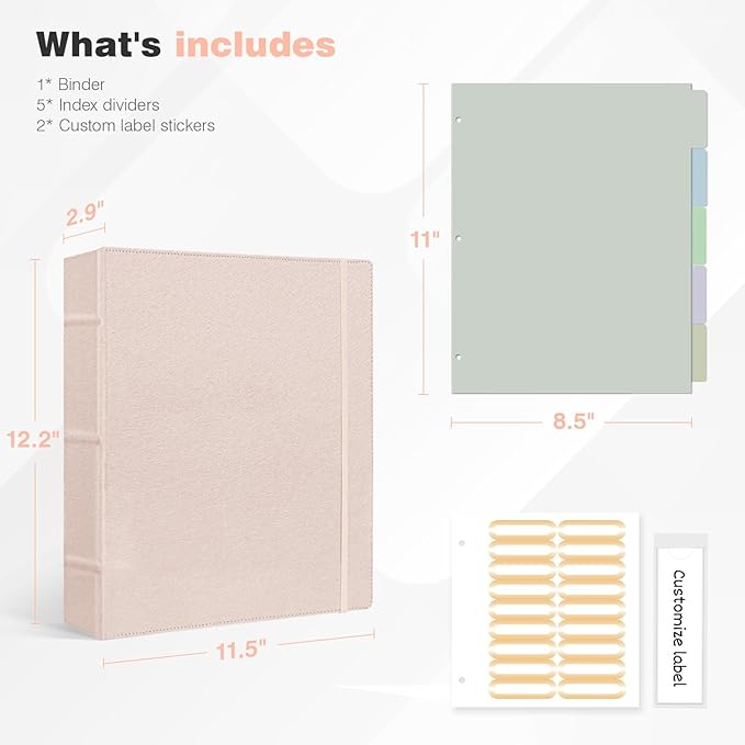 Ospelelf Vintage Hardcover 3 Ring 2 inch Leather Binder, Professional Binders - Image 5