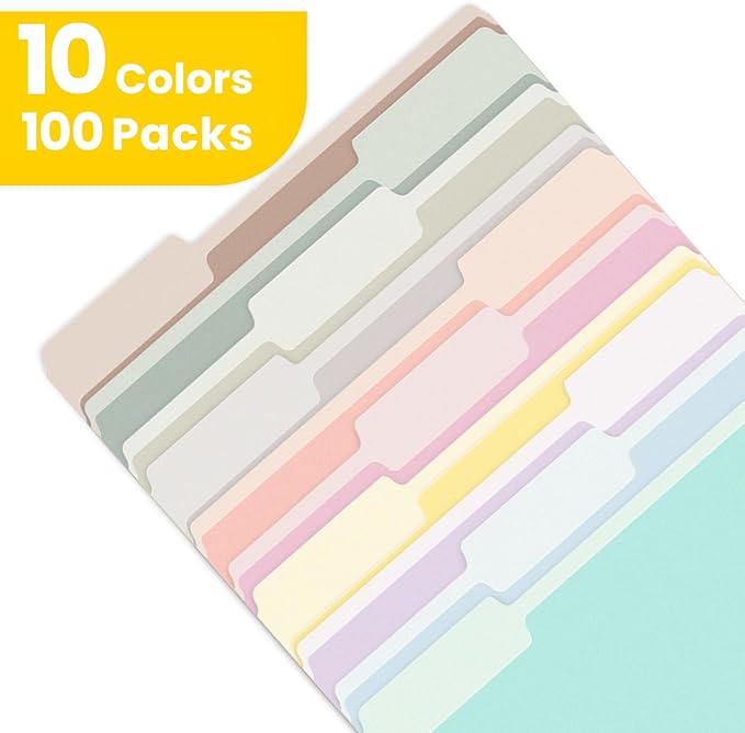 SUNEE File Folders, 100 Pack Manilla Folders 8.5 x 11, 10 Colors Folder Office - Image 4