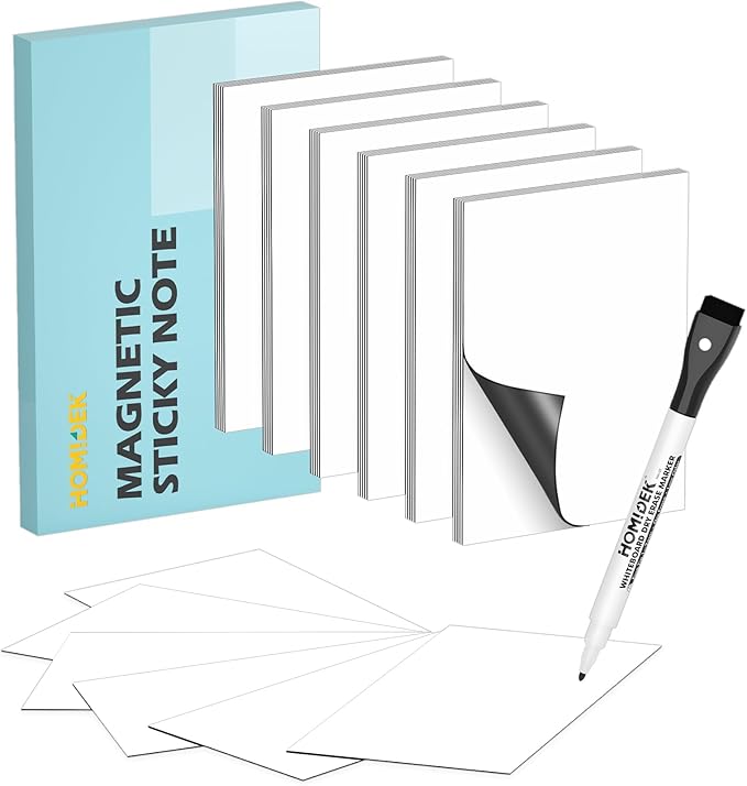 HOMiDEK Reusable Magnetic Sticky Notes, Dry Erase Magnets Magnetic Labels by HOMiDEK