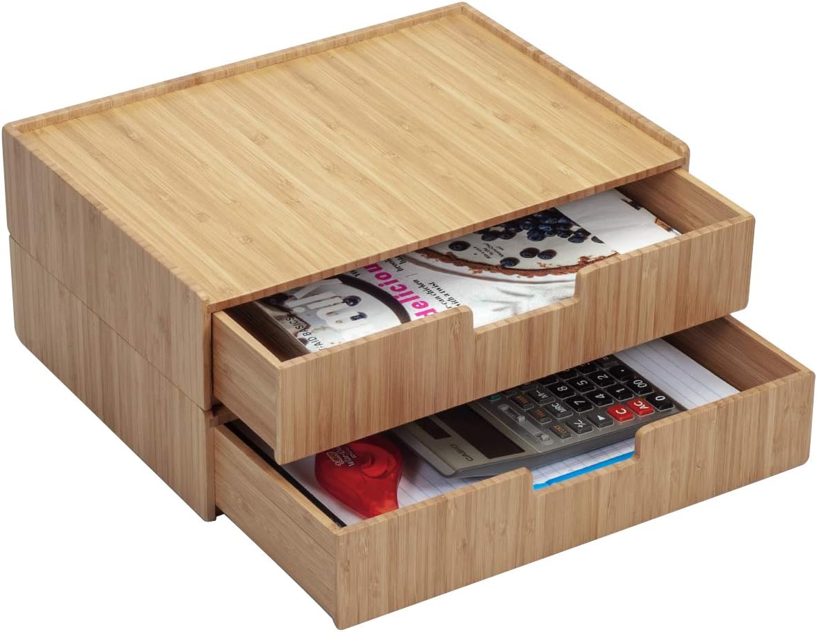 Mobilevision Large Bamboo Drawers (Set of 2) For Monitor Stand & Stackabl...