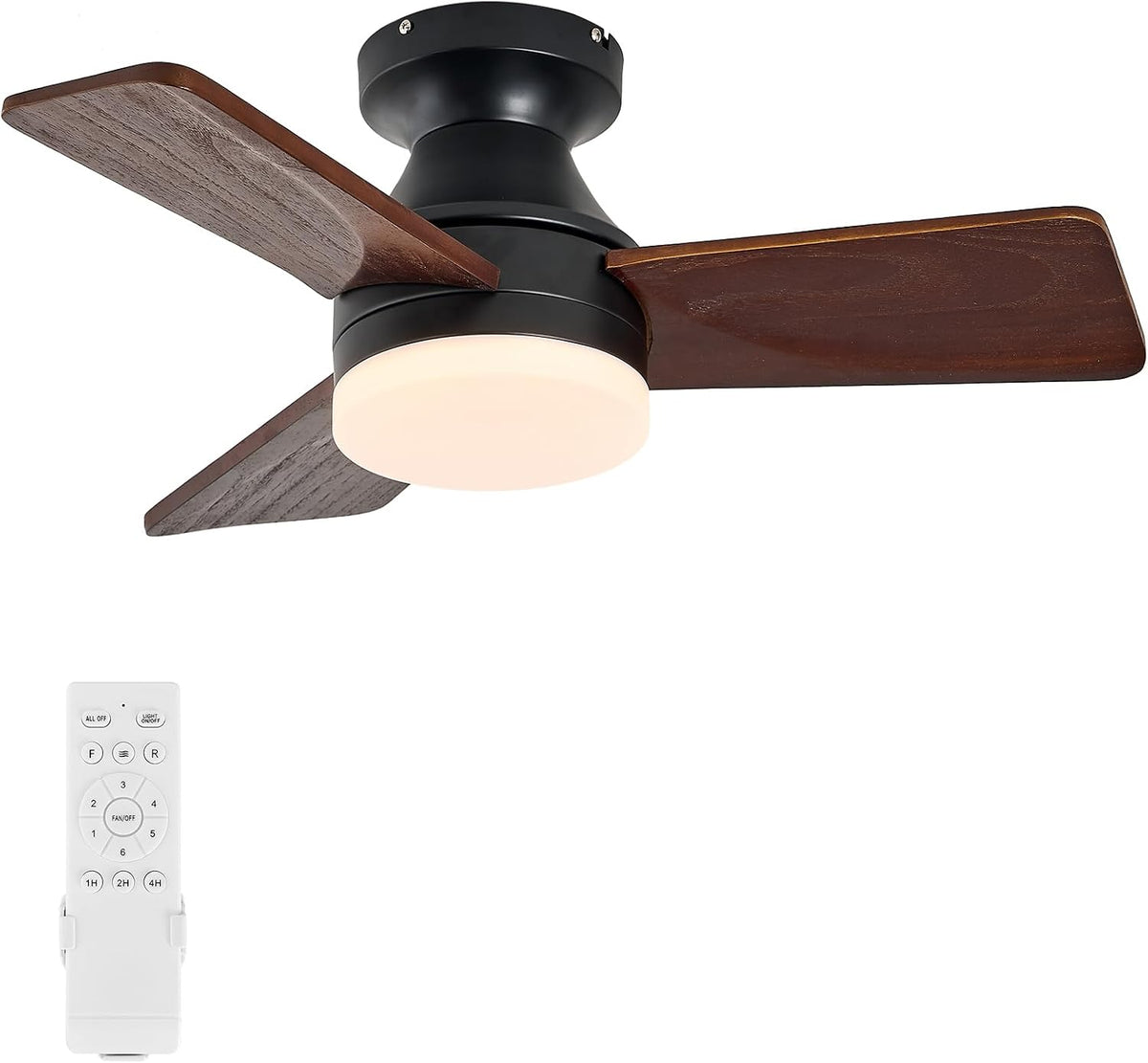 30 inch wood ceiling fan with light, flush, main product view