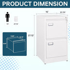 MIIIKO White 2 Drawer File Cabinet, Vertical Filing Cabinet - Image 3