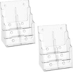 zavekia 2 Pack 3 Tier Acrylic Brochure Holder 8.5 x 11 inch, Magazine Holder by zavekia