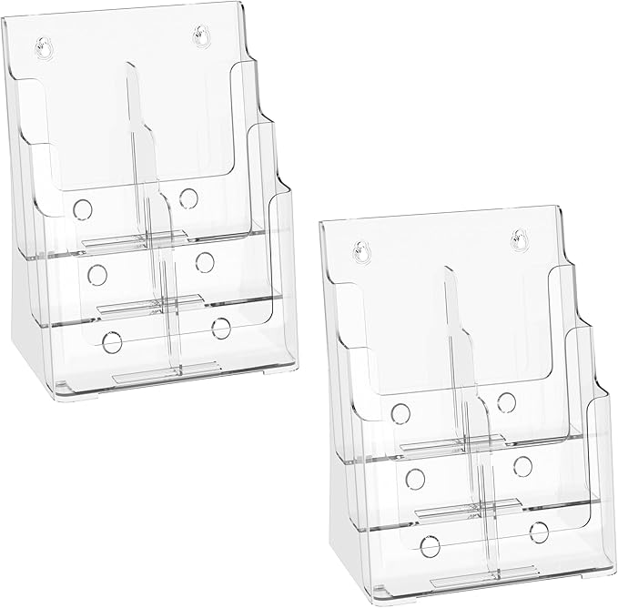 zavekia 2 Pack 3 Tier Acrylic Brochure Holder 8.5 x 11 inch, Magazine Holder by zavekia