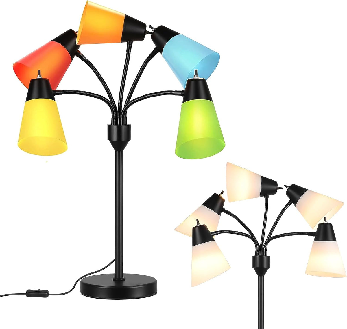 Medusa Bedside Table lamp for Bedroom,Modern Multi Head 5 Shade Lamps, Adjust...