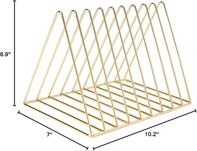 Sooyee 9 Slot Gold Magazine Holder, Desktop File Sorter Organizer Triangle - Image 7