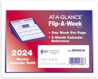 AT-A-GLANCE 2024 Flip-A-Week Weekly Desk Calendar Refill, 7in X 5 5/8in (SW705X5024)
