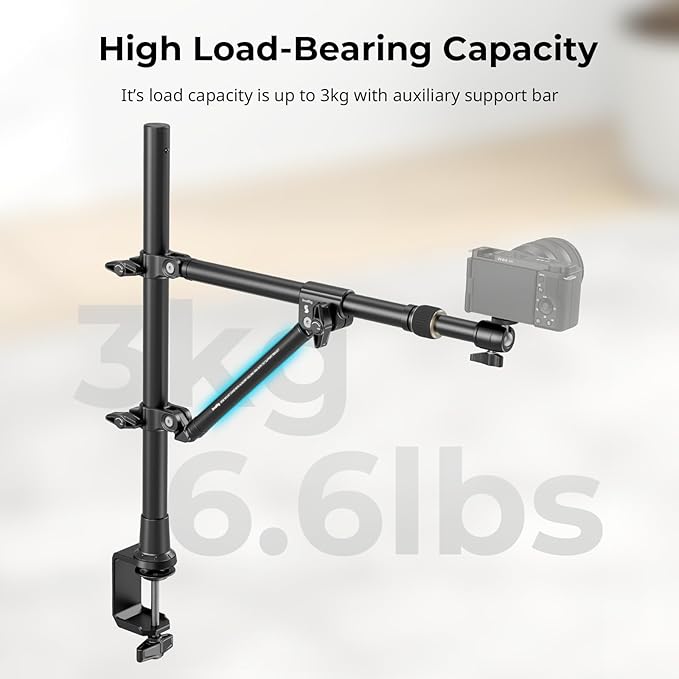 SMALLRIG Triangle Camera Desk Mount, Max. Load 3kg/ 6.6lbs, Overhead Mount - Image 5