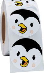 Hybsk Cute Penguin Happy Face Stickers Animal Stickers 1.5" Round Total 500 Labels Per Roll
