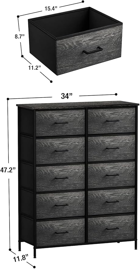 Sorbus Dresser with 10 Faux Wood Drawers - Image 3