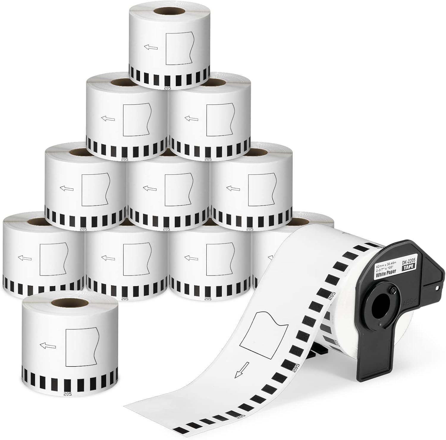 COLORTY Replace for Brother DK-2205 Continuous Printer Labels 2.4" x 100' | DK2205 DK Paper Tape Compatible with Brother QL-820NWB QL-800 QL-810W QL-600 QL-1100nwb Label Printers (12 Rolls + 1 Fram)