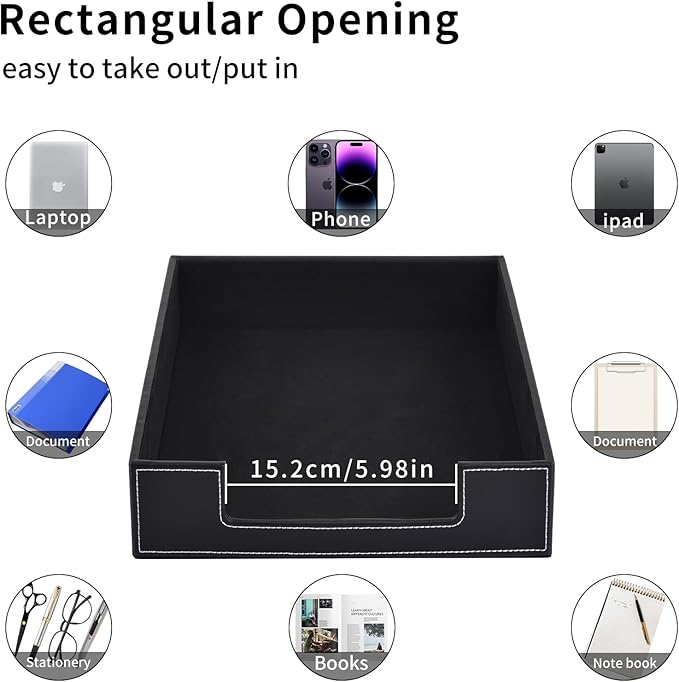 Leather Letter Tray, Office Supplies Desk Organizer - Image 2