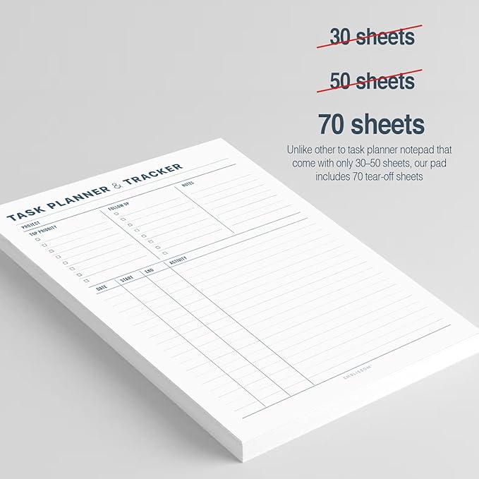 Task Planner & Tracker 8.5 x 11 Tear-Off 70 Sheet Planner Pad – Project - Image 3