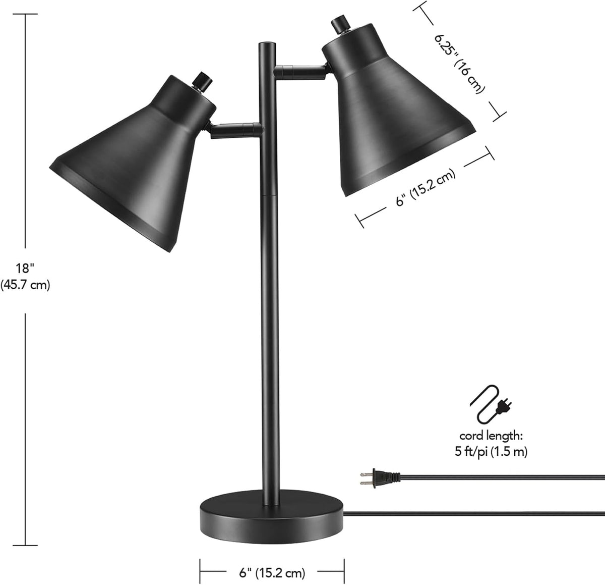 Globe Electric 18" 2-Light Desk Lamp, Industrial Design, Pivoting Heads,...