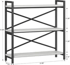 Homeiju 3 Tier Bookshelf 31.49" Width, Wood and Metal Etagere Bookcase - Image 3