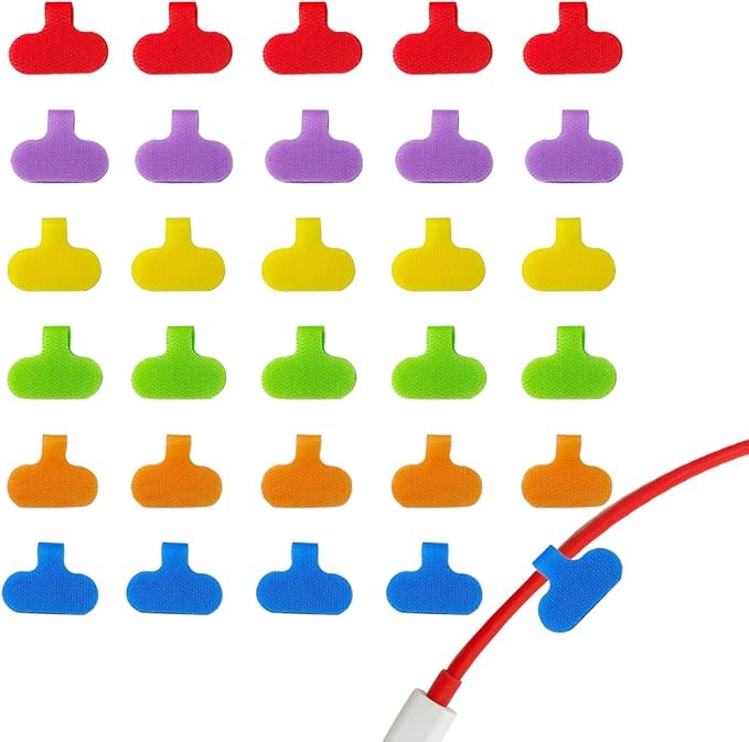 30 PCS Cable Labels, Oval Multi-Color Electronic Cable Identification Tags by ZTEOFO