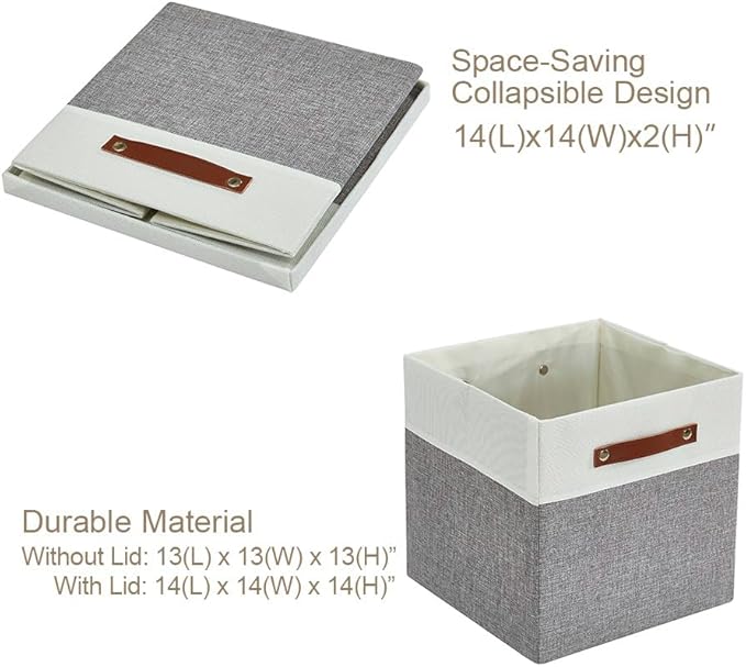 DECOMOMO Storage Basket with Lid, Storage Cubes with Handles, Fabric Box with - Image 8