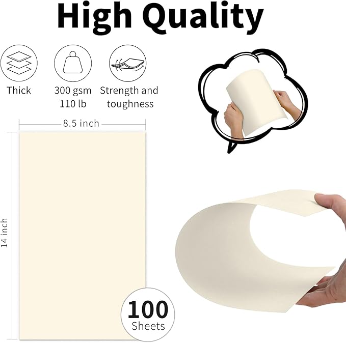 8.5 x 14 Ivory Cardstock 110lb, Goefun Heavy Weight Legal Paper 100 Pack - Image 2
