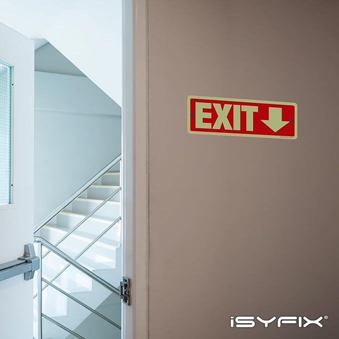 iSYFIX Exit Signs with Directional Down Arrow, Glow in the Dark, - Image 5