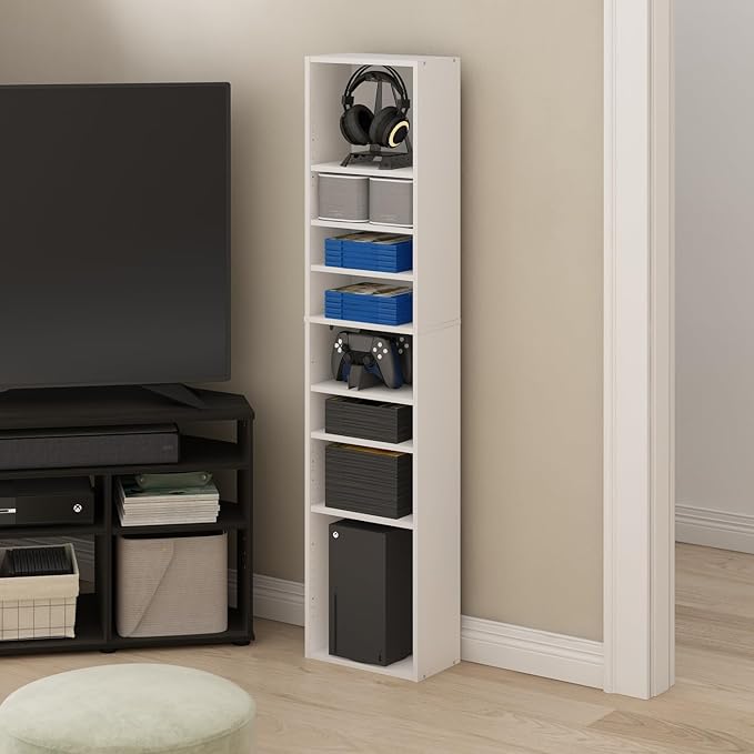 Furinno Indo DVD Shelf, 8-Tier CD Rack, Media Shelf - Image 2