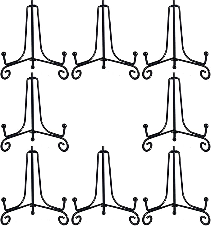HENABLE 8PCS Premium Black Iron Plate Stands by HENABLE