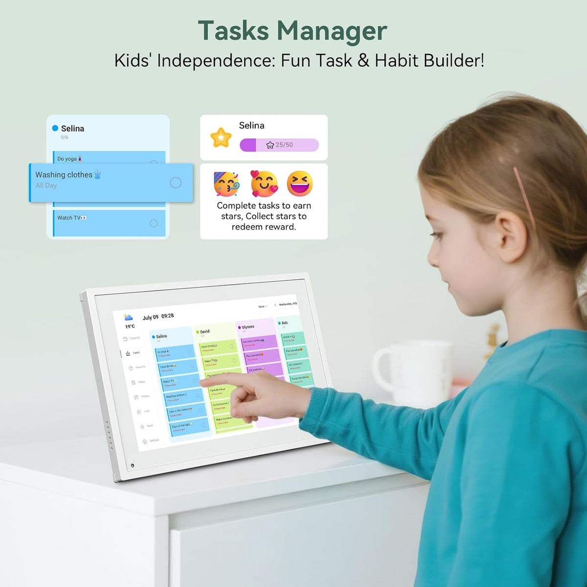 Digital Calendar,10.1 Inch Planner Electronic Calendar&Chore Chart,Smart ...