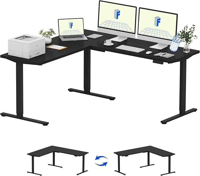 FLEXISPOT L Shaped Standing Desk, 71 x 63 Inch Electric Height Adjustable by FlexiSpot