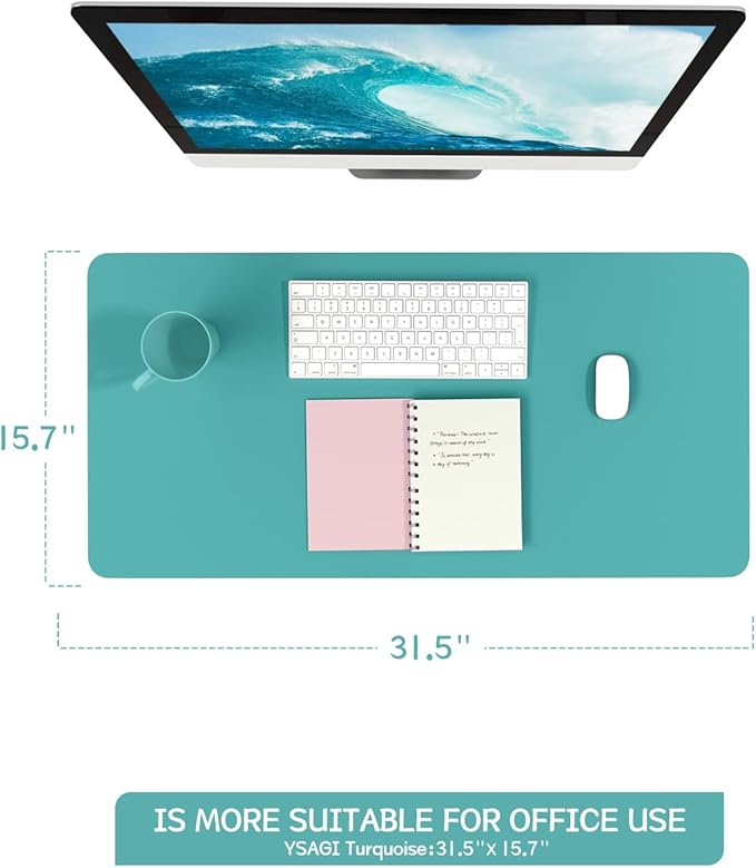 YSAGi Non-Slip Leather Desk Pad, Waterproof Laptop Computer Desk Keyboard Mat - Image 2