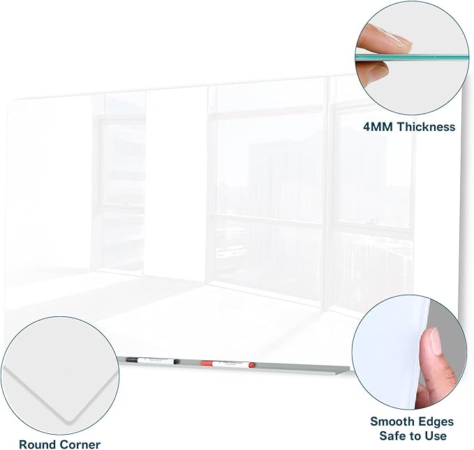 J&J worldwide Glass Whiteboard, Magnetic Brilliance White Dry Erase Board 36" x - Image 2