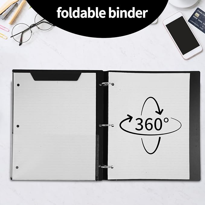 Tashkummy 360 Degree Pivotable Binder, Upgraded 3 Ring Binder 1 inch, Flexible - Image 6