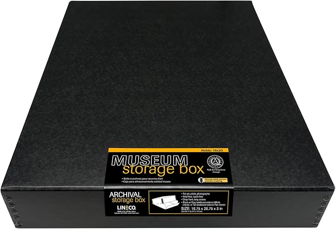 Lineco Museum Archival Storage Box, 16.75x20.75x3 in. Drop Front Design. by Lineco