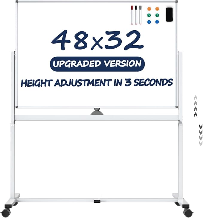 Large Dry-Erase Rolling Magnetic Whiteboard by TSJOFFICE