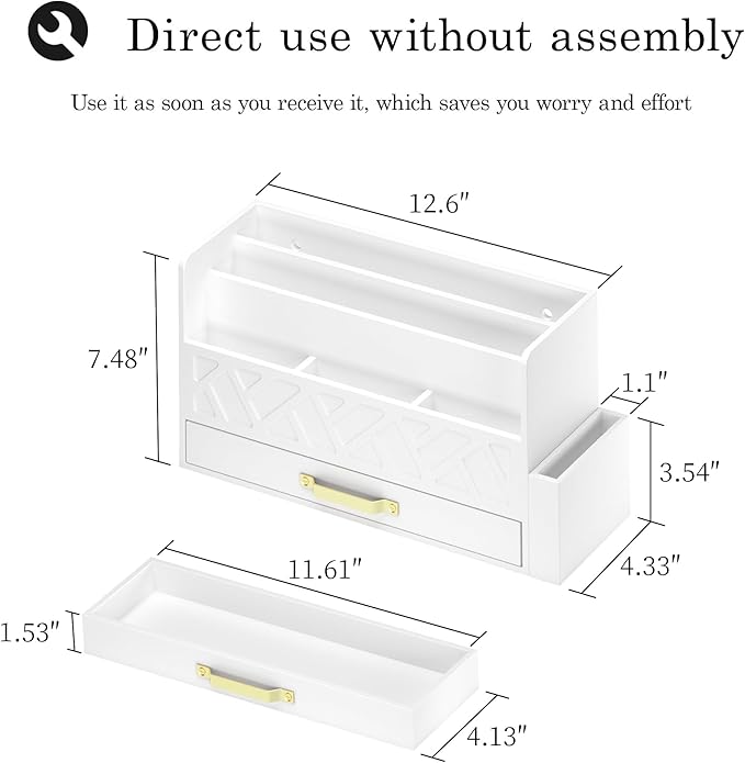 Wisuce Home Wooden Desk Organizer, Desktop Organizer File Sorter - Image 4