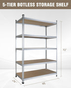 workpro 5-tier shelving, 48”w x 24”d x 72”h, close-up detail