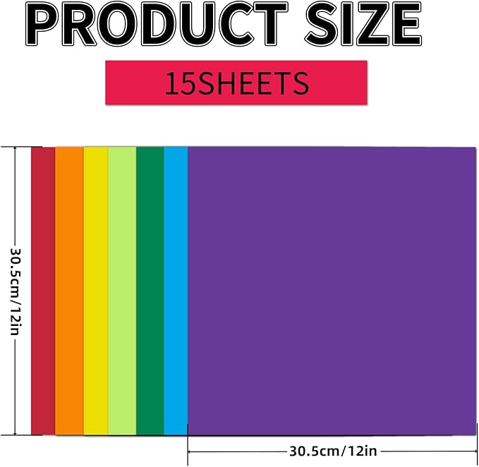 15 Sheets Colored Cardstock 12"x12", 250gsm/90lb Heavyweight Cover Cardstock - Image 2