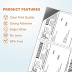 BESTEASY 200 Half Sheet Self Adhesive Shipping Labels, Laser/Ink Jet White - Image 3