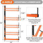32" lumber storage rack, upgrade folding lumber rack, side view