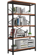 Himimi Industrial Bookshelf 5-Tier, Bookcase 58" H Ladder Shelf, Storage